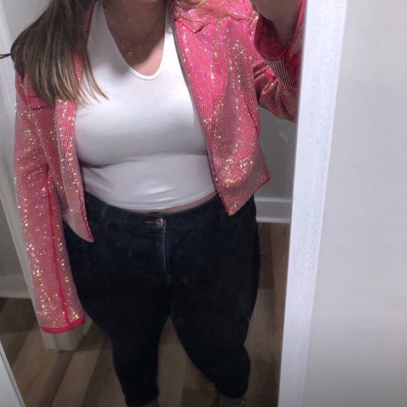 AKIRA Fuchsia Sequin Blazer - Picture 2 of 7
